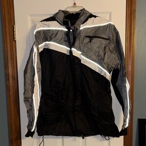 Stylish Black and Gray Tour Master Defender Rainsuit Jacket and Overalls for Men